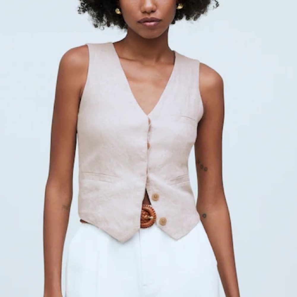 Madewell Light Beige Linen Vest